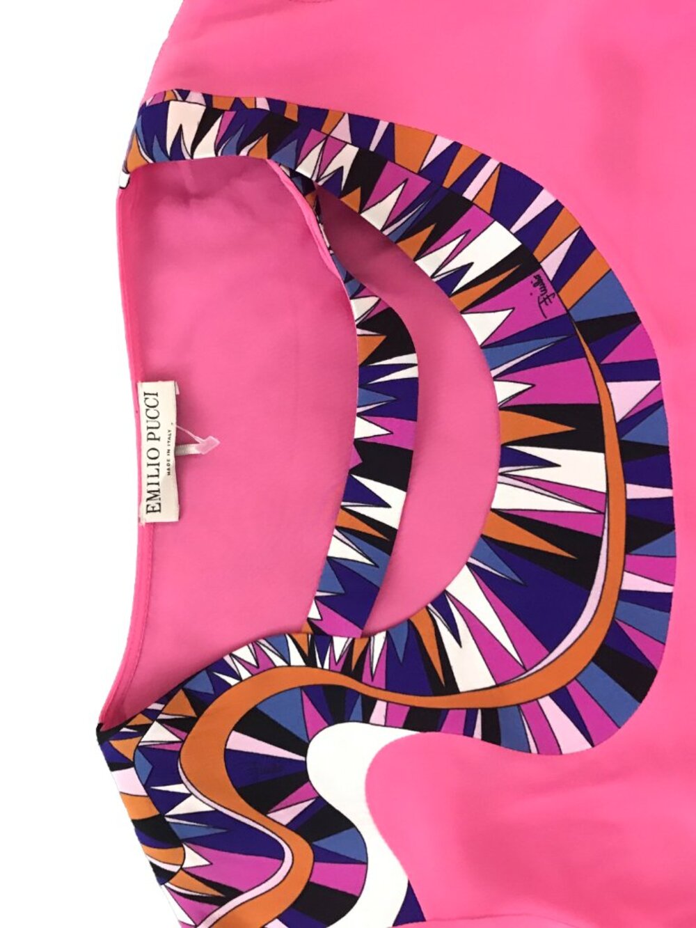 Emilio Pucci 100% Silk Blouse | Pink with Abstract Print | Made in Italy | Sz 8"